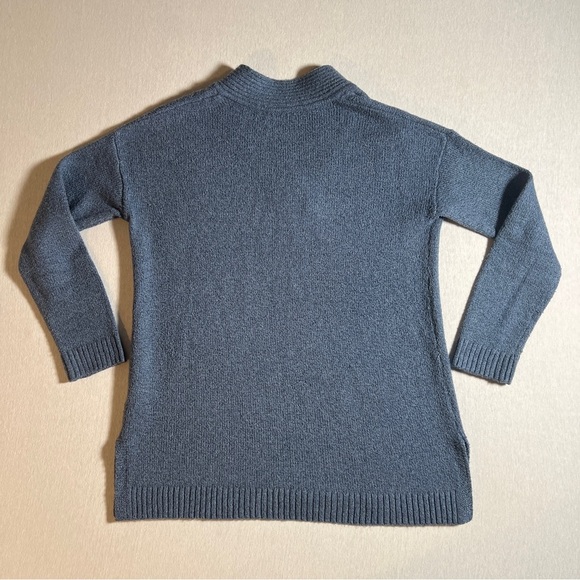 J Jill Cotton Blend Split V Neck Relaxed Fit Cornflower Blue Sweater, Size Small - Picture 7 of 7
